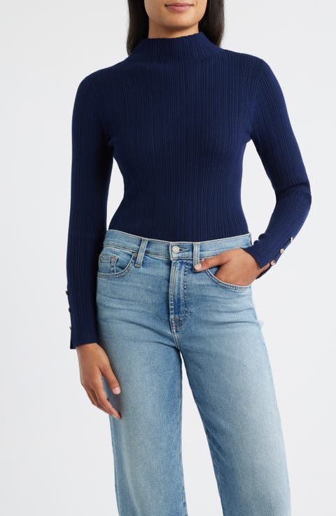 Phoebe Mock Neck Rib Sweater