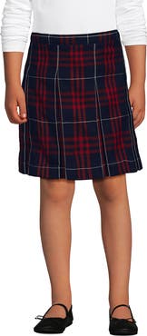 Lands' End School Uniform Girls Plaid Box Pleat Skirt Top Of The Knee