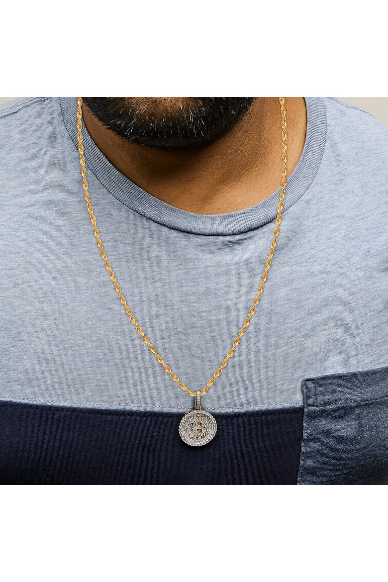 10K Yellow Gold 2-1/3 Cttw Diamond Bitcoin Letter B Pendant Necklace, Alternate, color, Yellow Gold