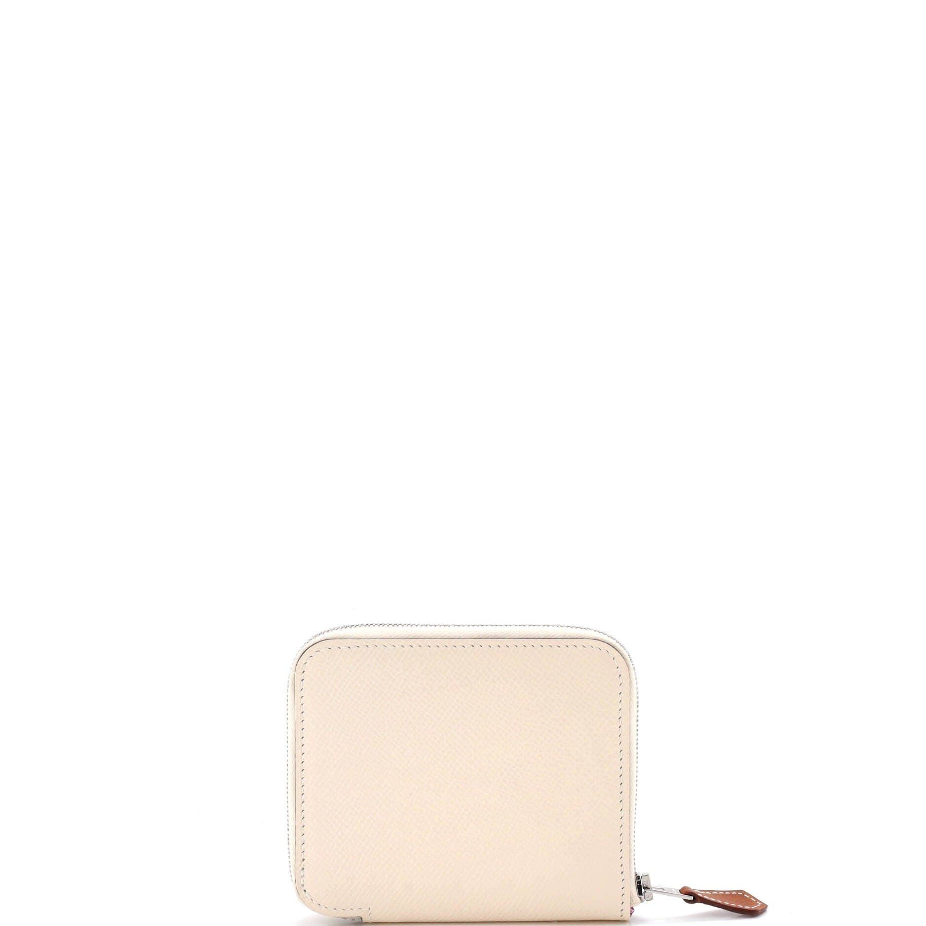 Pre-Owned Hermes Azap Zip Around Wallet Silk'in Epsom Compact, Alternate, color, Nata
