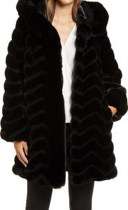 Gallery Grooved Faux Fur Hooded Jacket