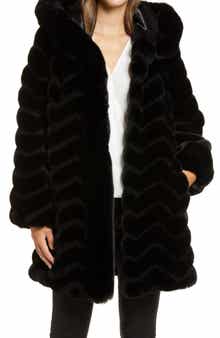 Gallery Grooved Faux Fur Hooded Jacket