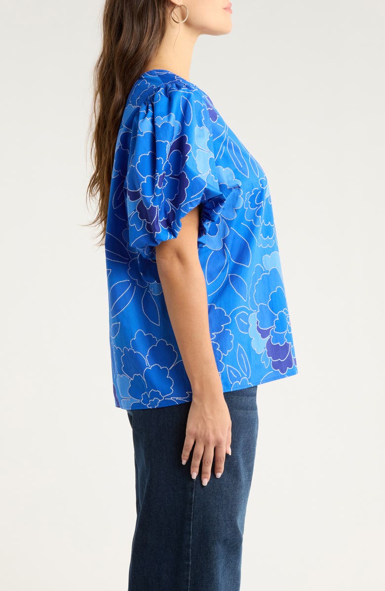 SUGARLIPS Adi Maris Floral Cotton Poplin Top, Alternate, color, Cobalts