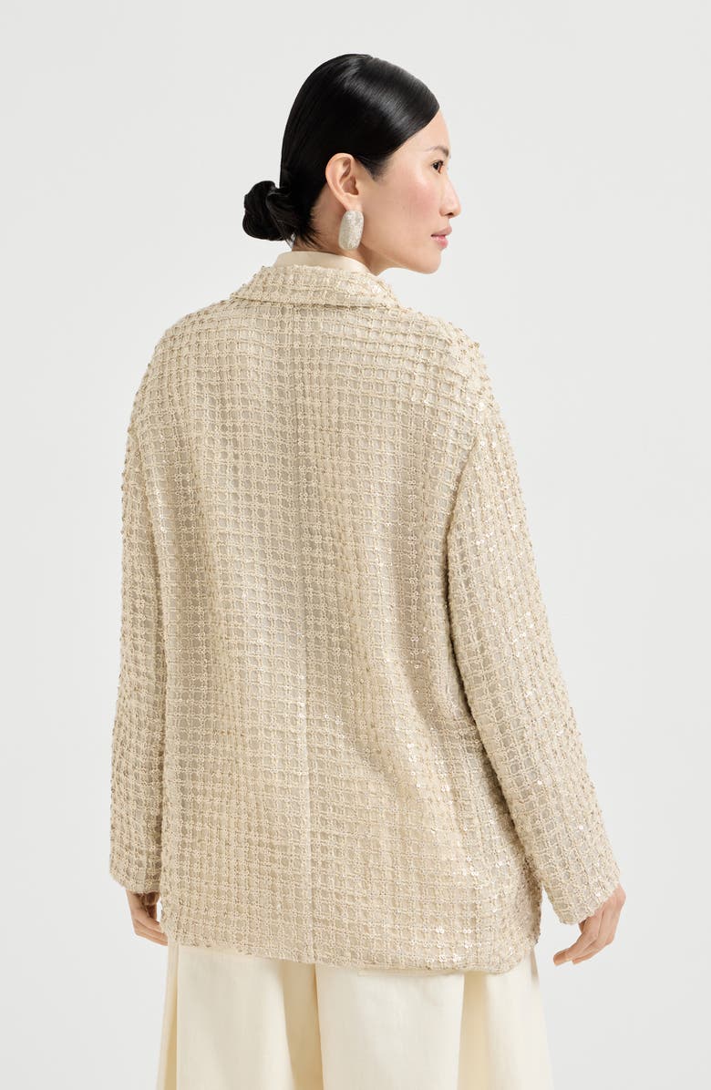 Brunello Cucinelli Blazer with dazzling net embroidery, Alternate, color, Cream