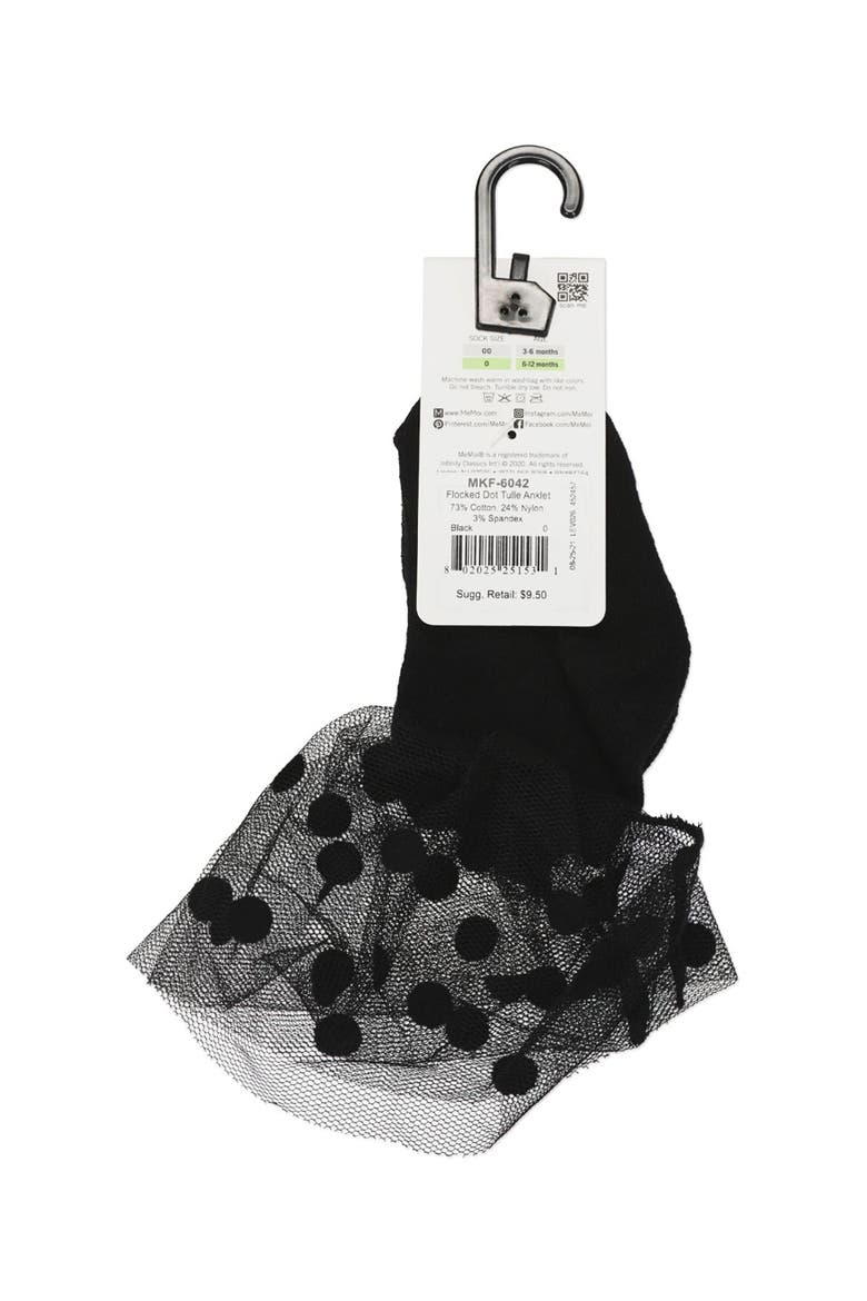 Flocked Dot Tulle Anklet, Alternate, color, Black