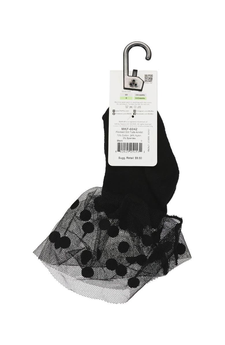 MeMoi Flocked Dot Tulle Anklet, Alternate, color, Black