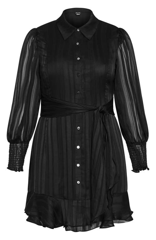 City Chic Lover Stripe Dress In Black
