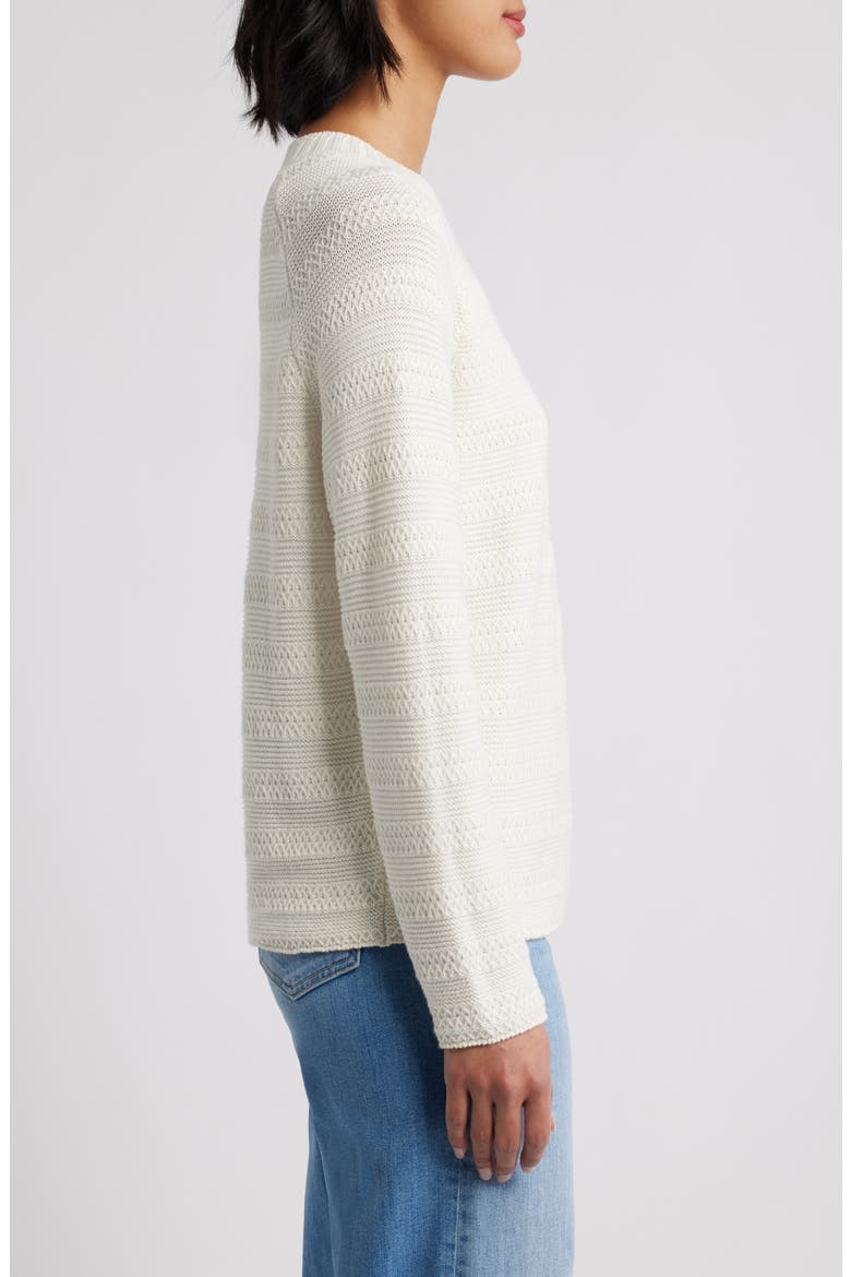Stripe Lightweight Mix Stitch Sweater, Alternate, color, IVORY PRISTINE
