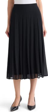 KASPER Pleated Pull-On Midi Skirt