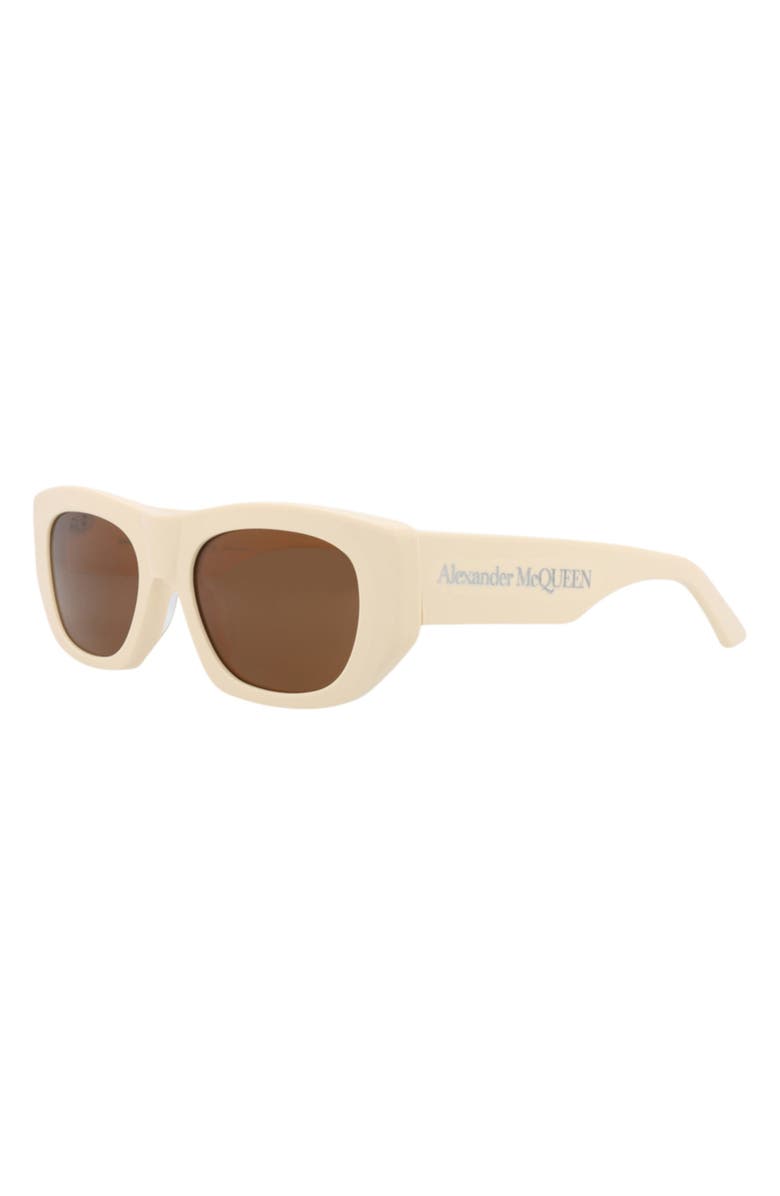 McQueen 54mm Square Sunglasses, Alternate, color, Ivory Ivory Brown