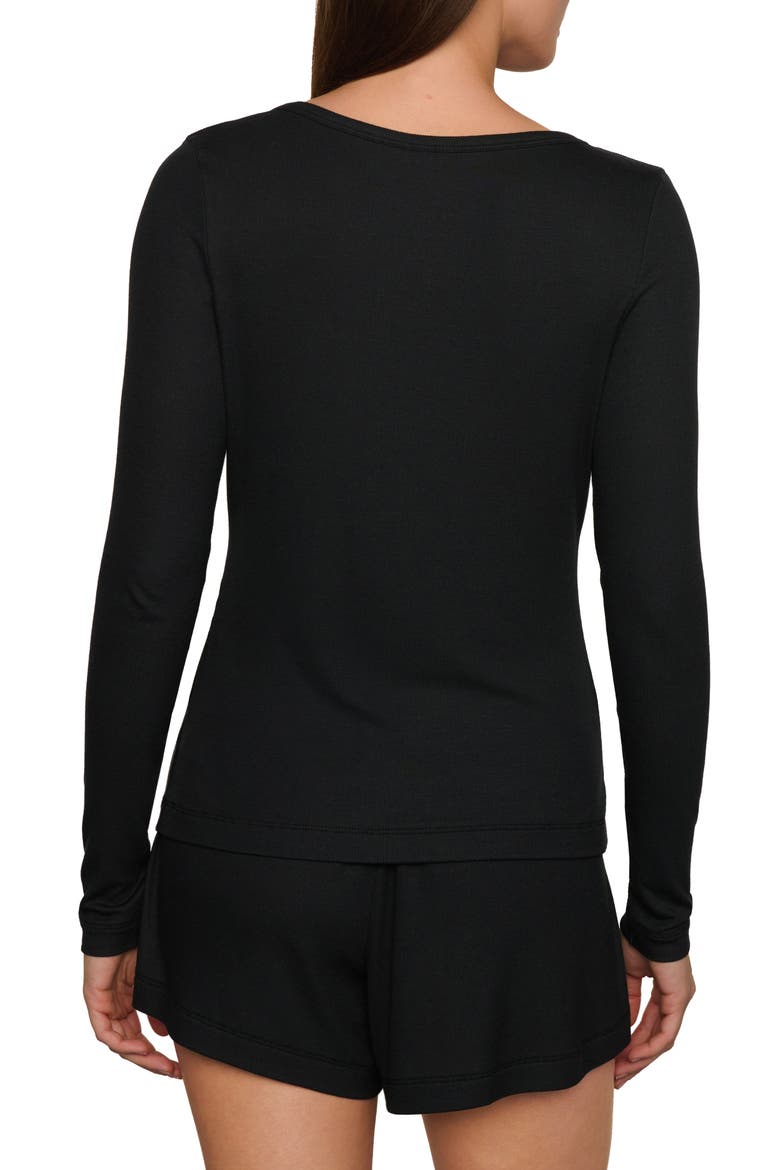 Dream Rib Long Sleeve Pajama Henley, Alternate, color, BLACK