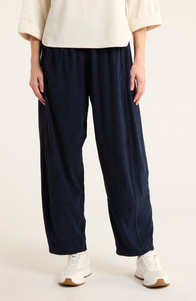 MAX STUDIO Barrel Leg Corduroy Pants, Main, color, Navy