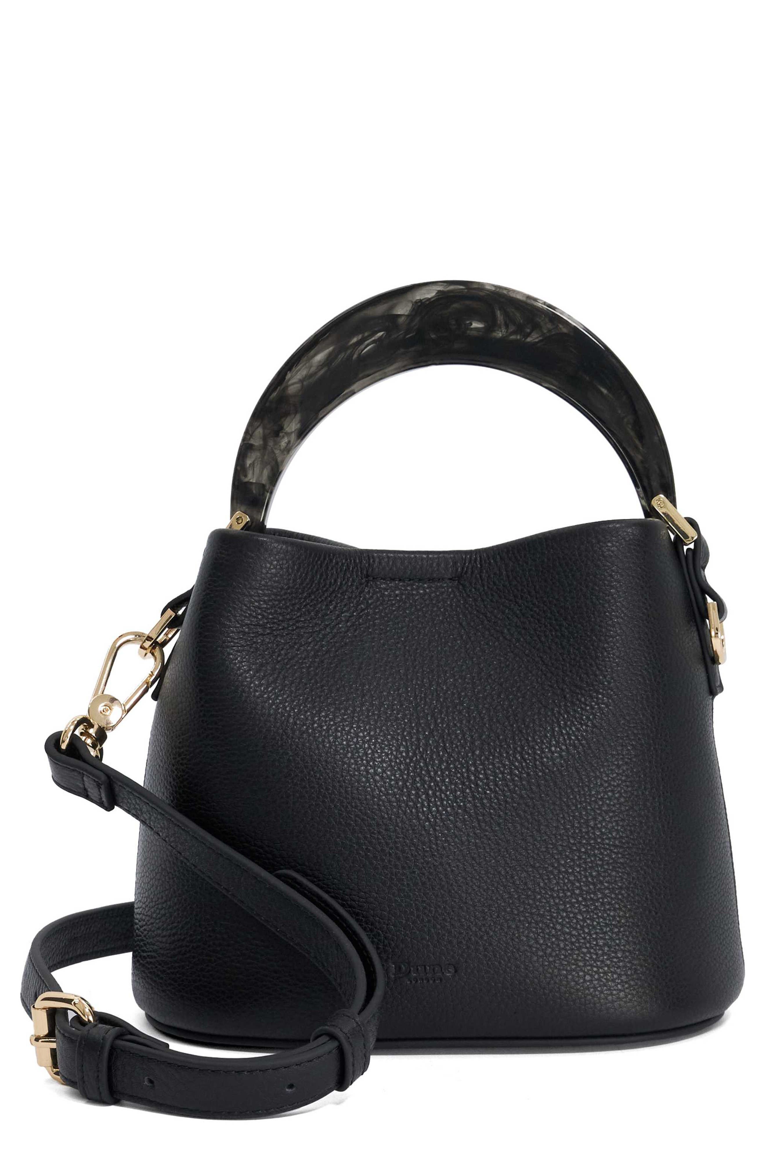 Dune London Dharla Leather Top Handle Bag, Main, color, Black