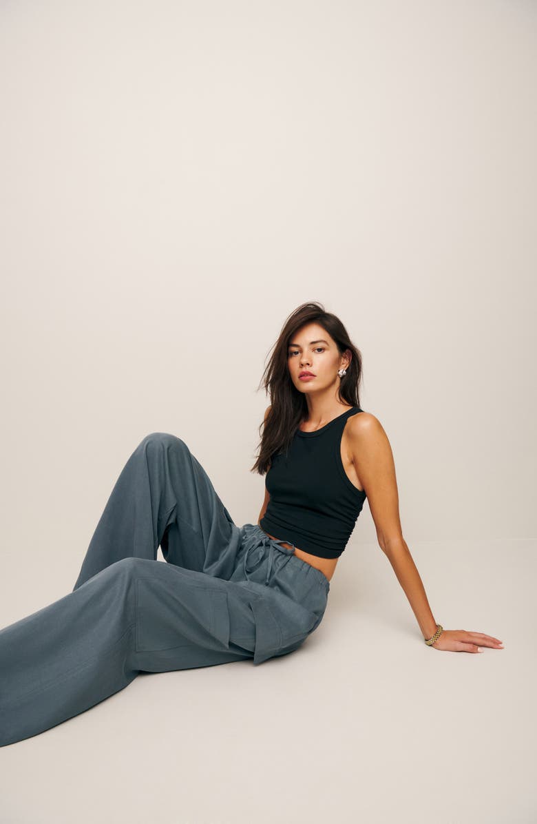 Reformation Ethan Tie Waist Twill Cargo Pants, Alternate, color, 