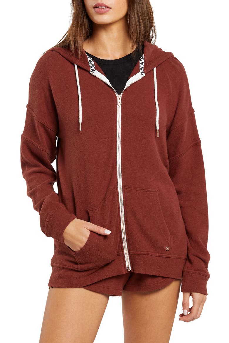 Lil Zip Front Fleece Hoodie, Main, color, BRK