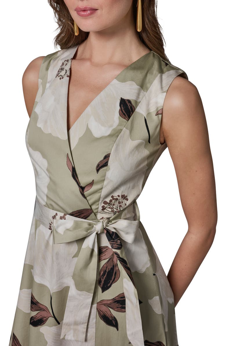 Donna Karan New York Floral Print Faux Wrap Midi Dress, Alternate, color, 