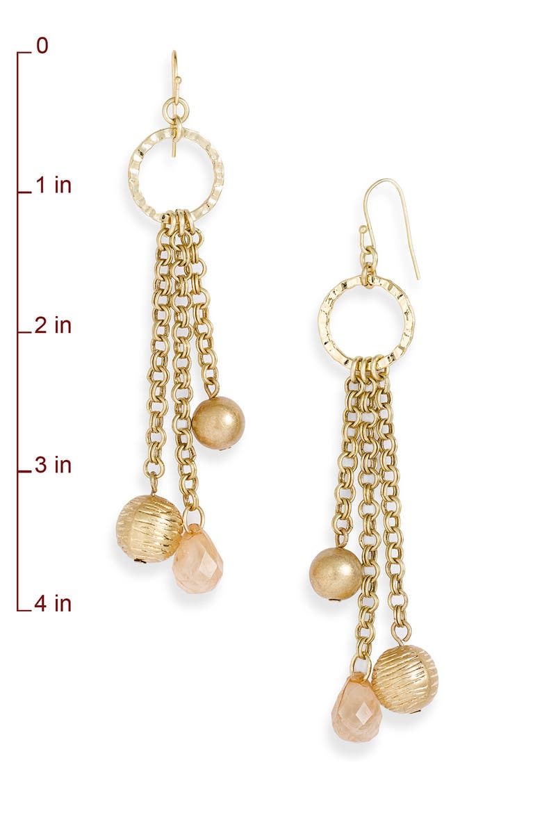 Bead Fringe Earrings, Alternate, color, BURNISHED GOLD/ BEIGE