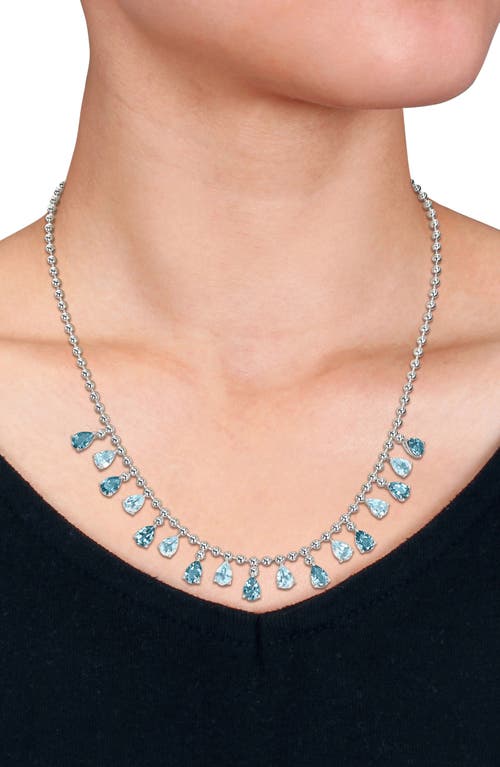 Delmar Sky Blue Topaz & Blue Topaz Necklace In Metallic
