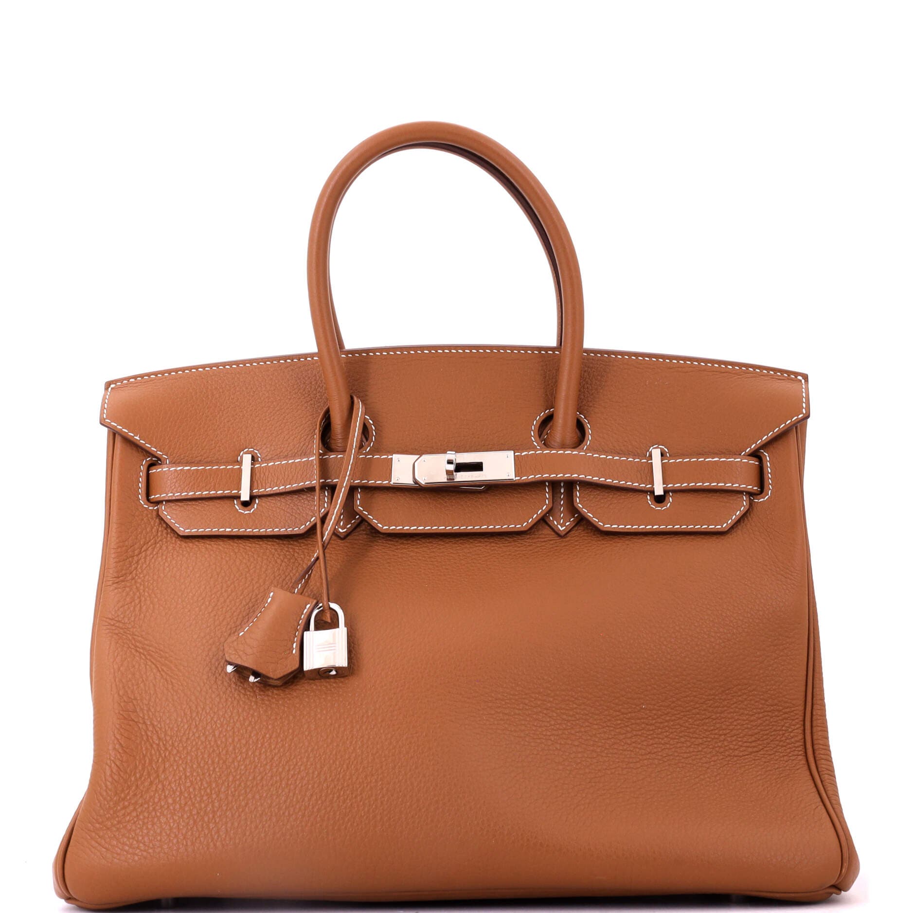 Birkin Handbag Brown Togo with Palladium Hardware 35, Main, color, Metallic Gold