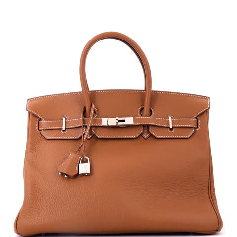 Birkin Handbag Brown Togo with Palladium Hardware 35