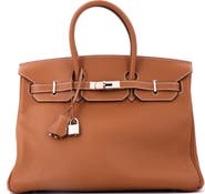 Pre-Owned Hermes Birkin Handbag Brown Togo with Palladium Hardware 35