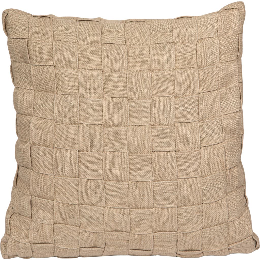 Storied Home Woven Jute And Cotton Pillow With Basket Weave, Natural In Brown