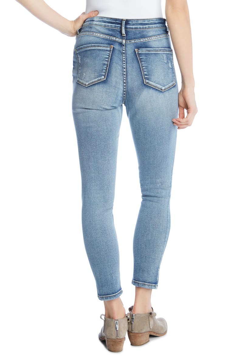 High Waist Ankle Skinny Jeans, Alternate, color, DENIM