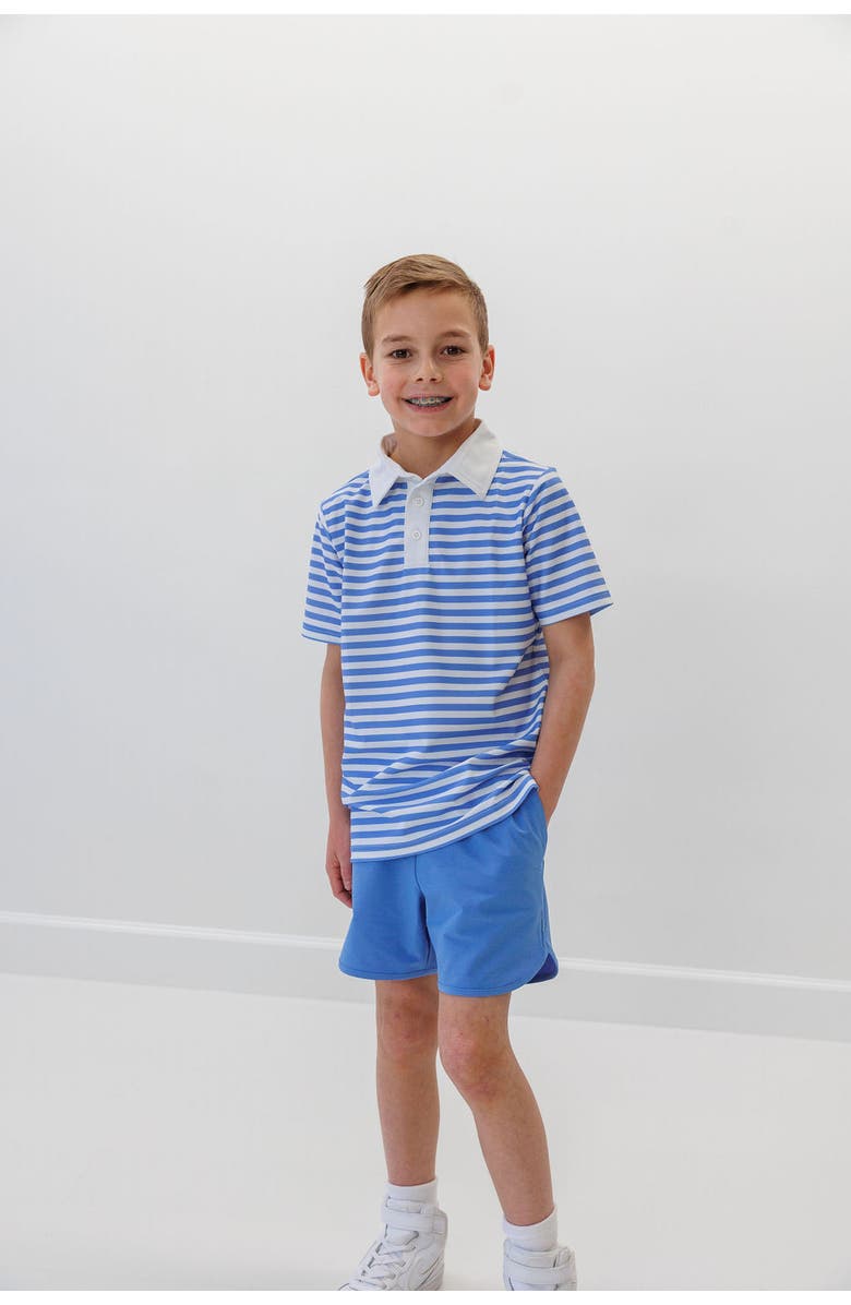 Courtside Kids Boys Polo Shirt, Alternate, color, Blue/White Stripe