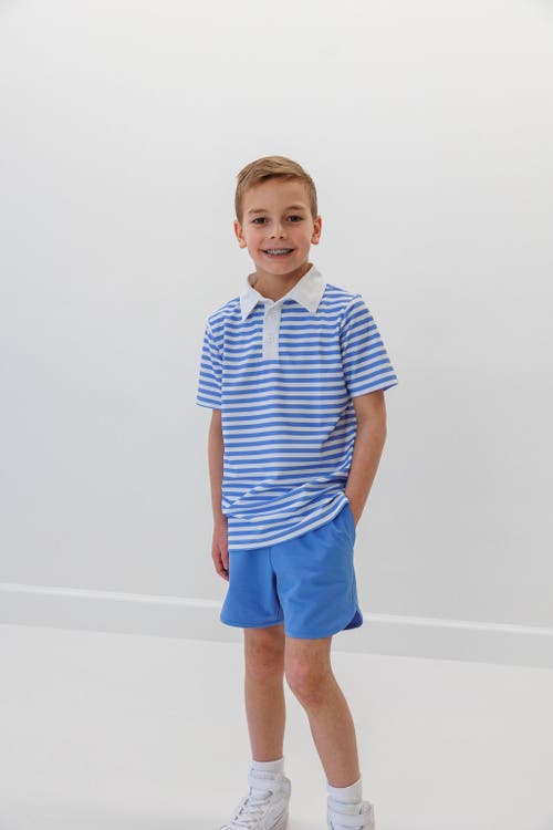 Courtside Kids Boys Polo Shirt In Blue/white Stripe