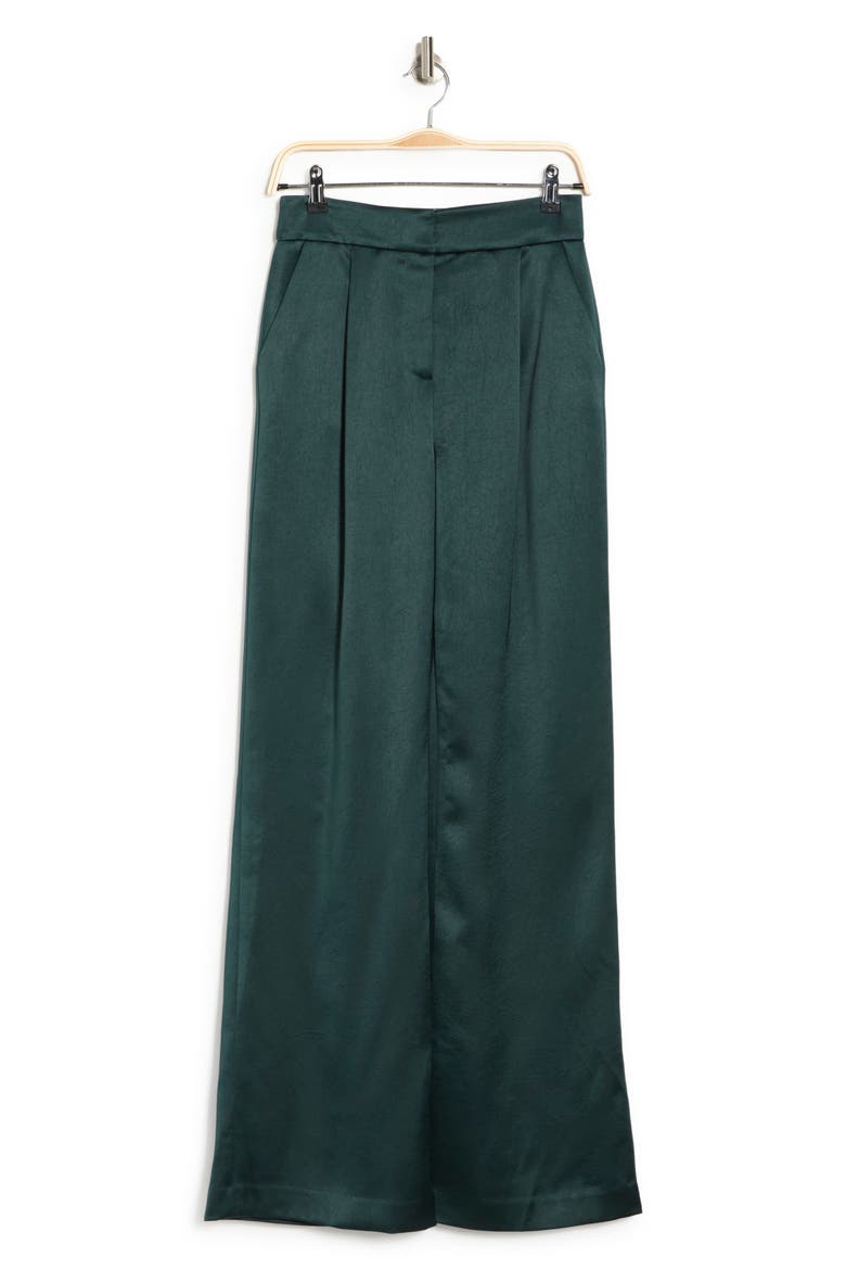 Robinne WIde Leg Satin Pants, Alternate, color, EMERALD