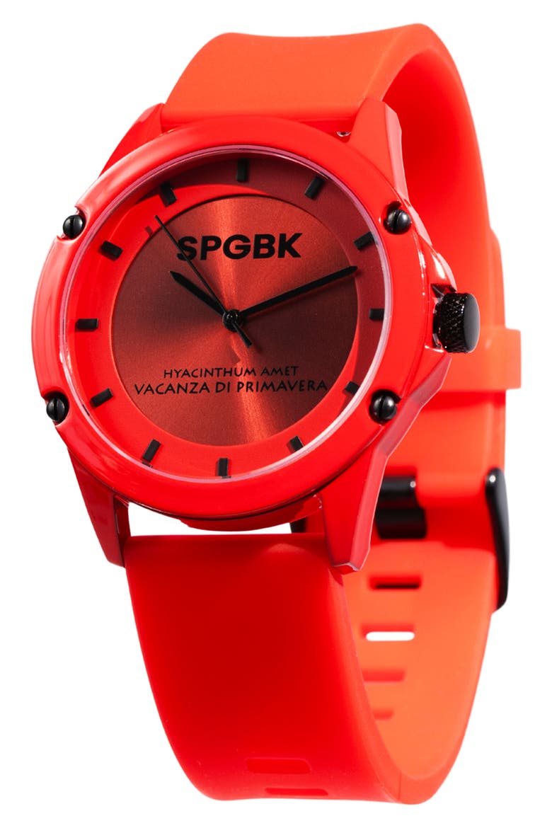 Foxfire Silicone Band Watch, 44mm, Main, color, RED