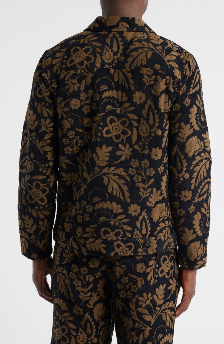 Wax London Iggy Floral Chenille Jacquard Cotton Blend Button-Up Coat, Alternate, color, Black / Khaki