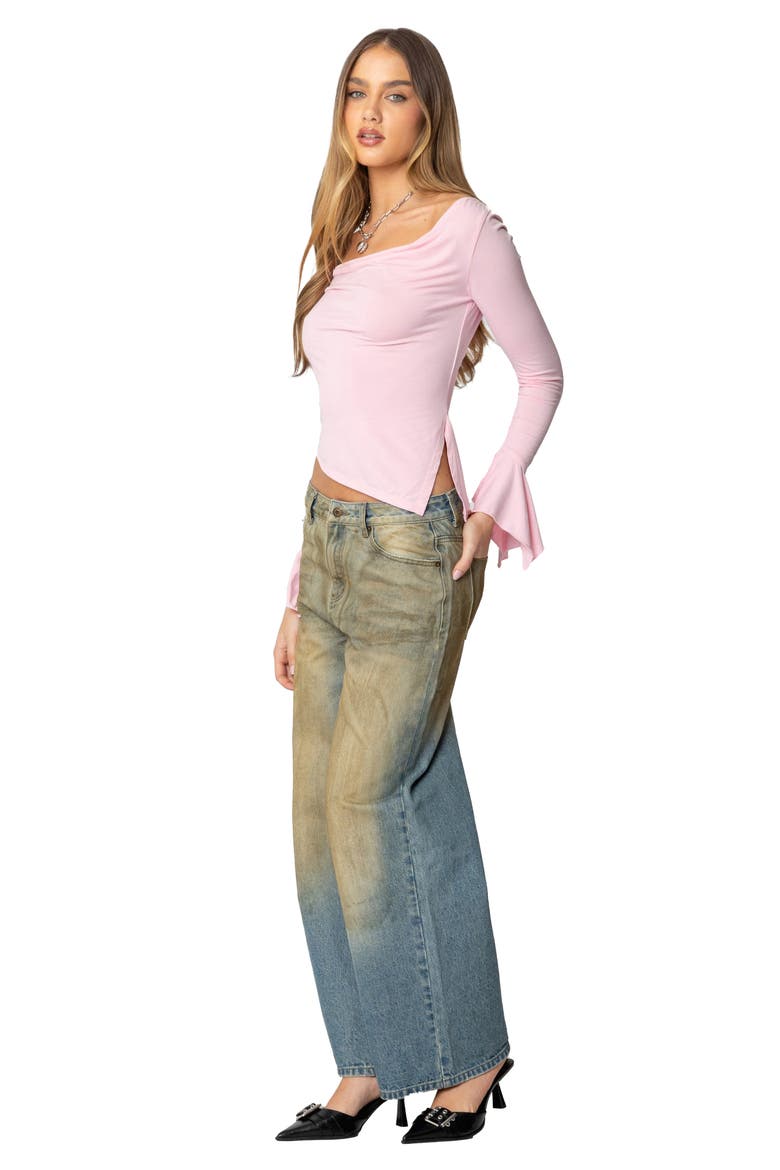 Rayna Asymmetric Cowl Neck Shirt, Alternate, color, PINK