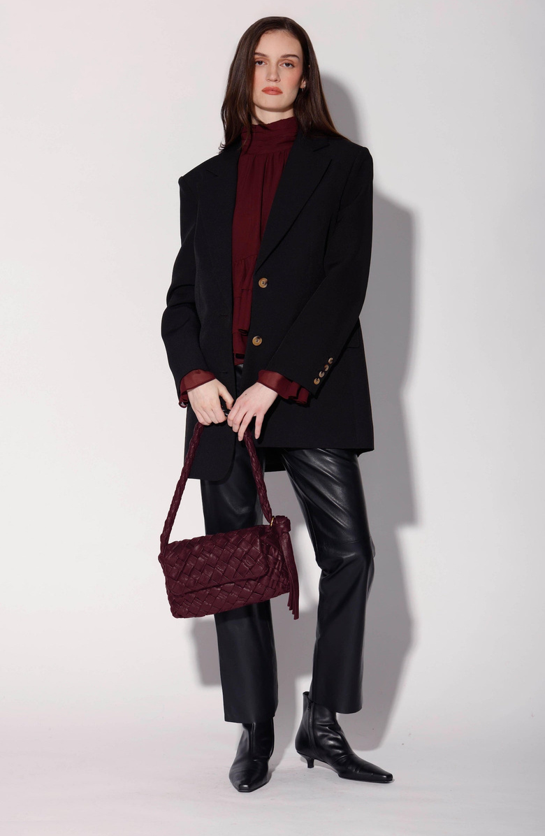 Walter Baker Halston Woven Flap Shoulder Bag, Alternate, color, Black Jam