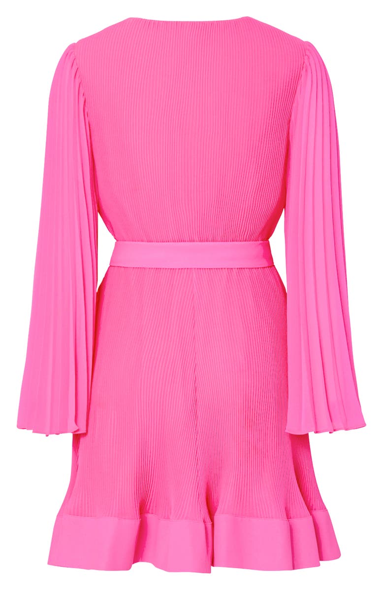 Milly Oakley Pleated Long Sleeve Tie Waist Dress, Alternate, color,