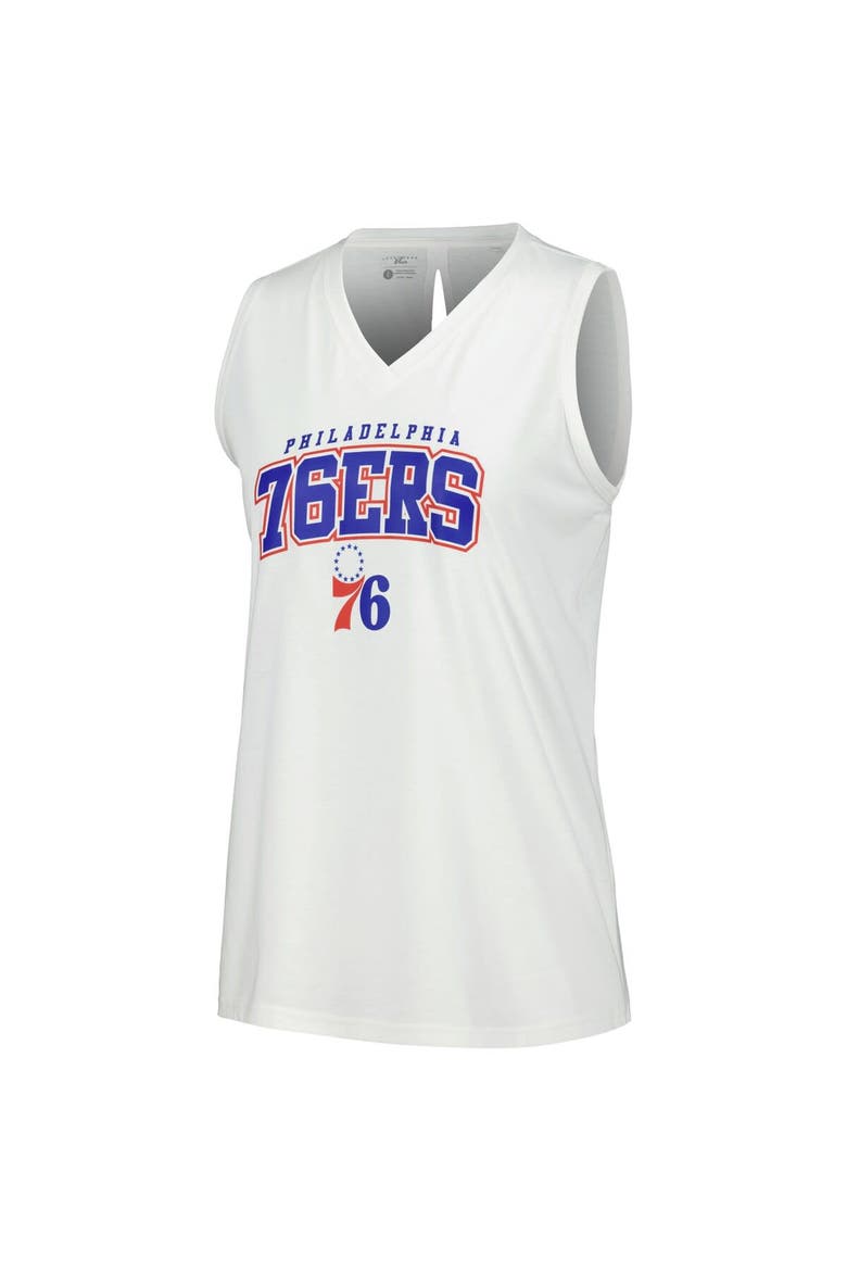 Women's Levelwear White Philadelphia 76ers Paisley Peekaboo Tank Top, Alternate, color, White