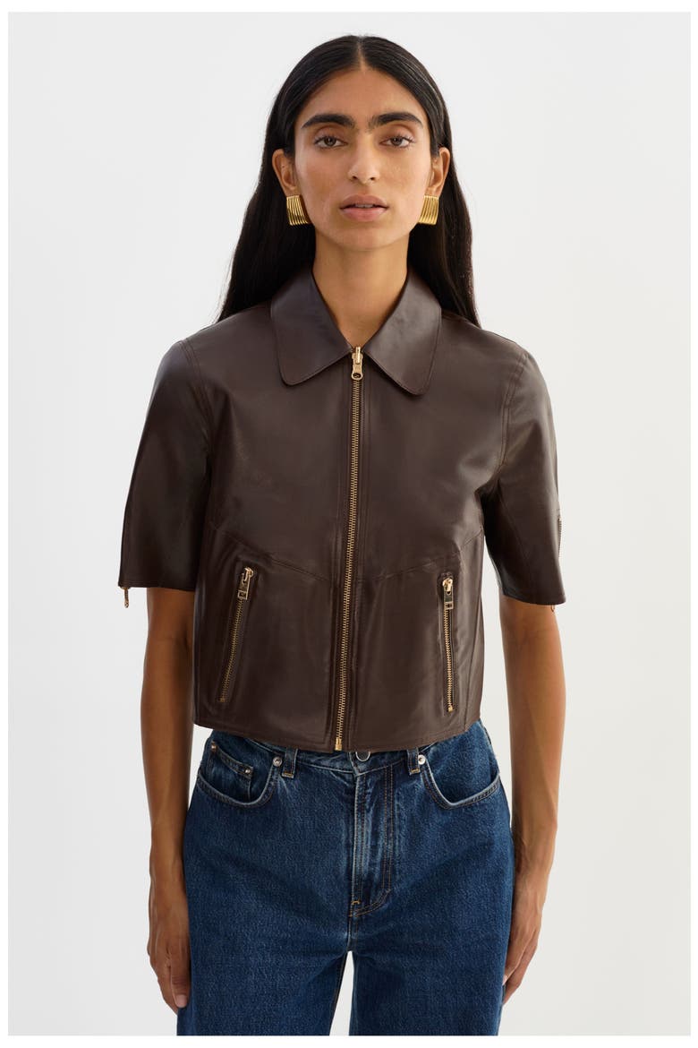 SEVANA | Reversible Leather Jacket, Main, color, Dark Brown