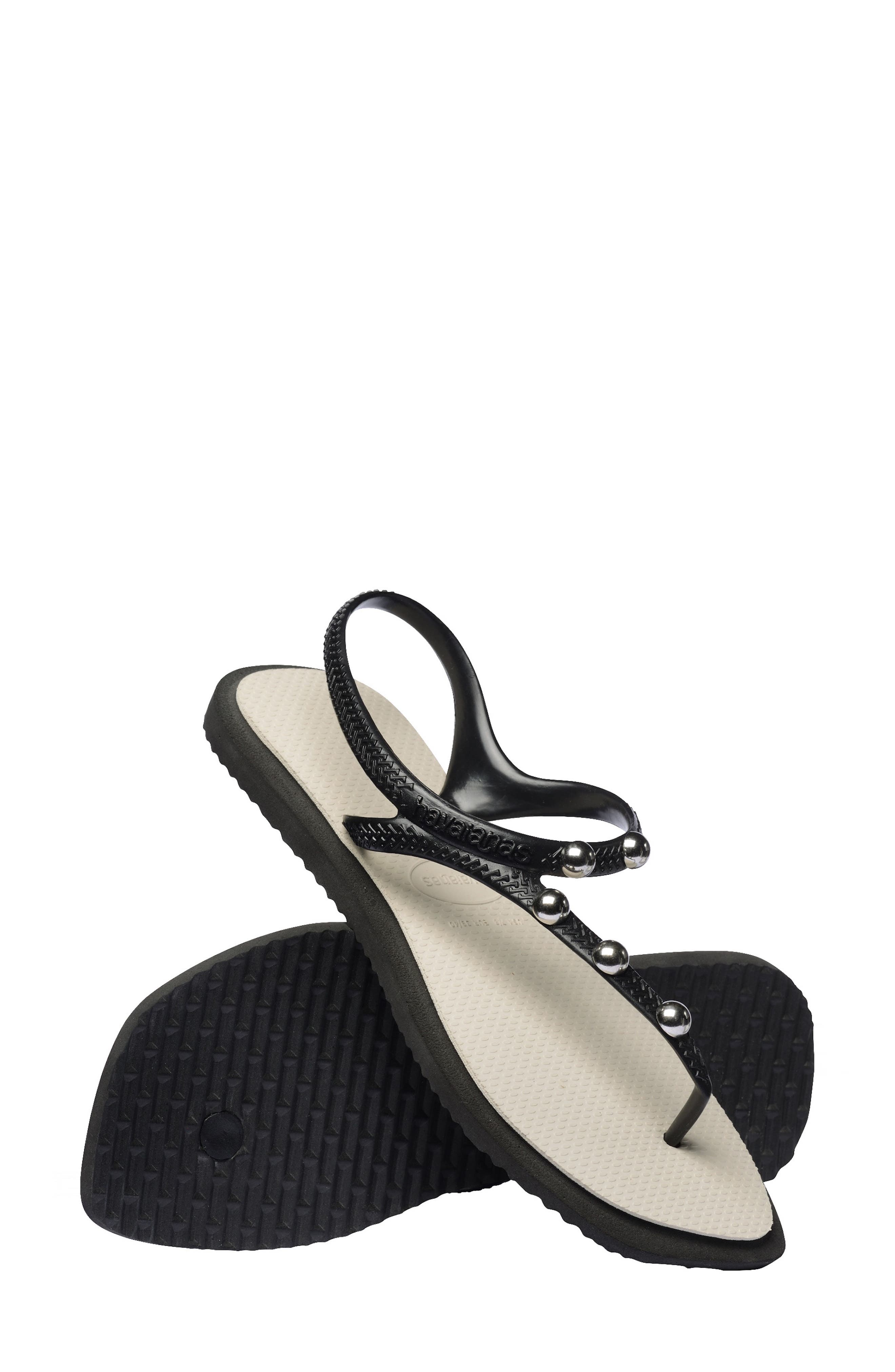 Havaianas Flash Fusion Sandal, Alternate, color, Black / Beige Straw
