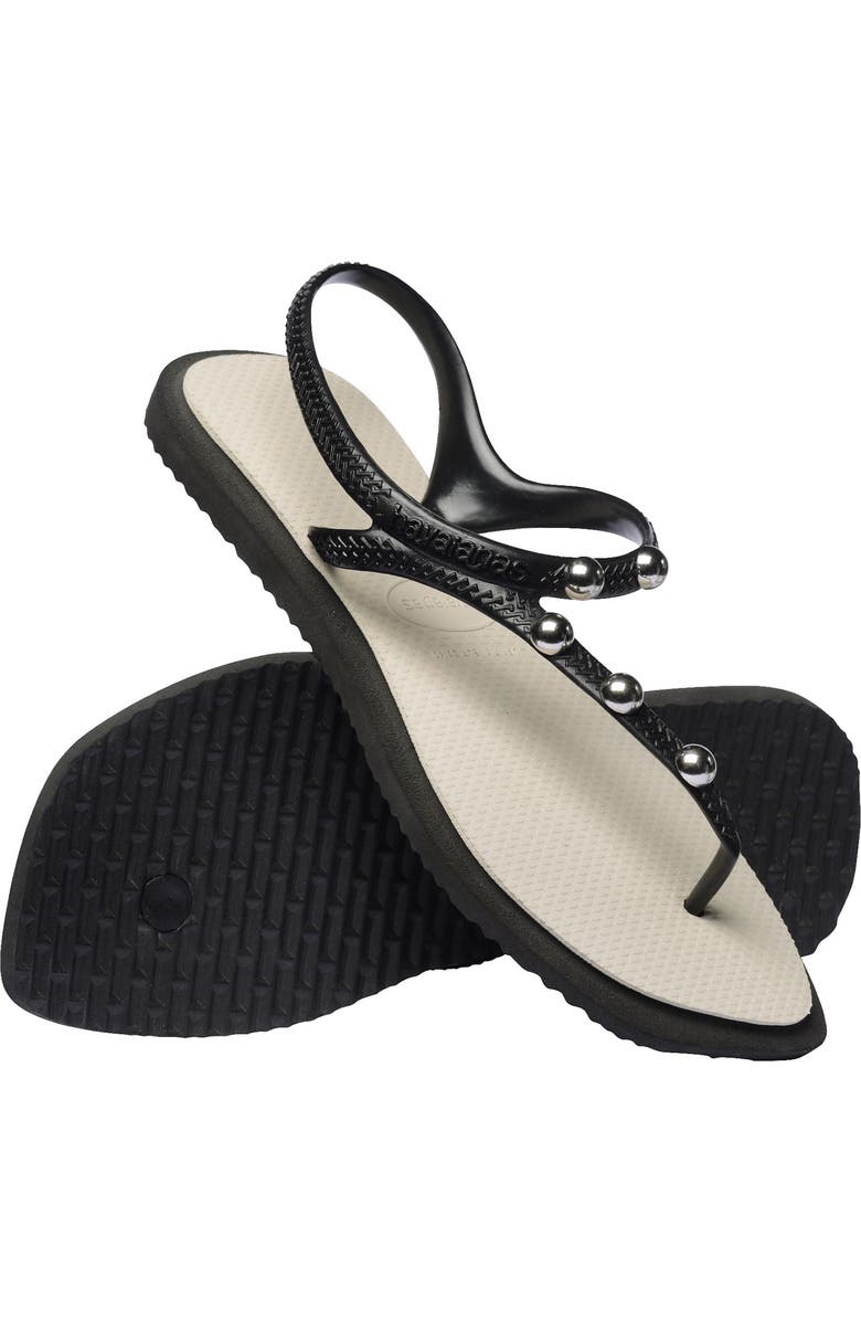 Havaianas Flash Fusion Sandal, Alternate, color, Black / Beige Straw