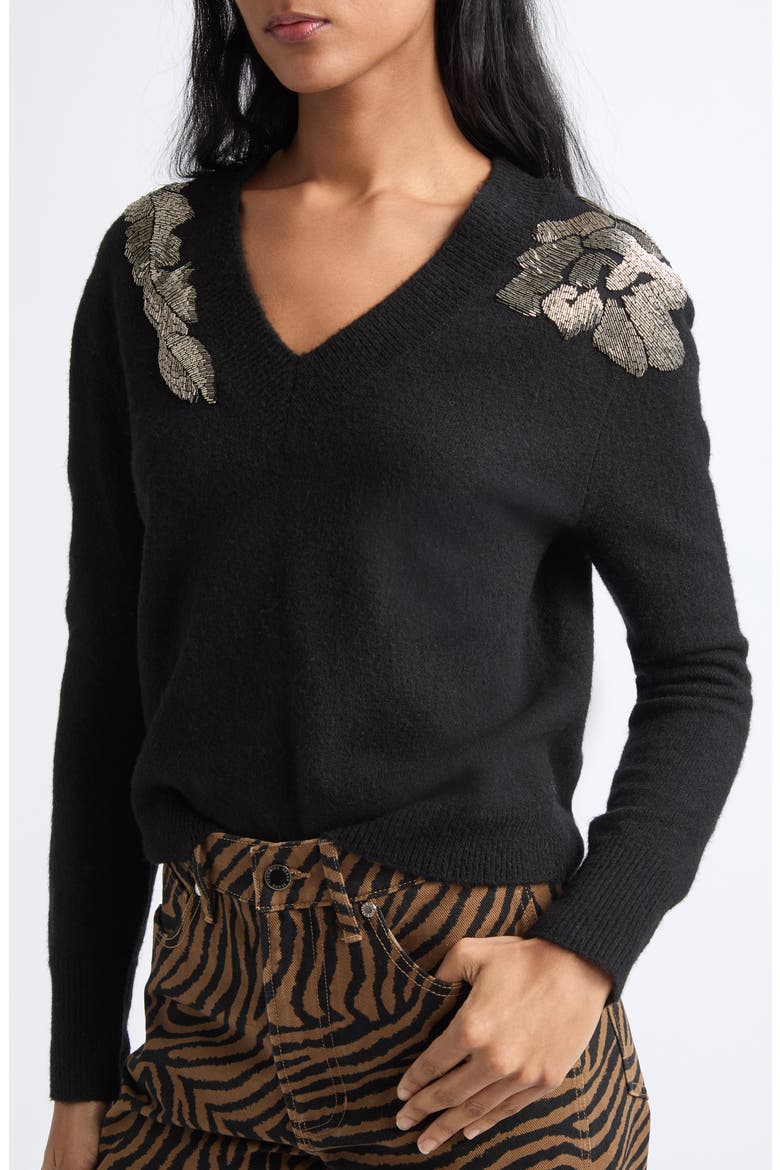 Saelith Embellished Sweater, Alternate, color, BLACK
