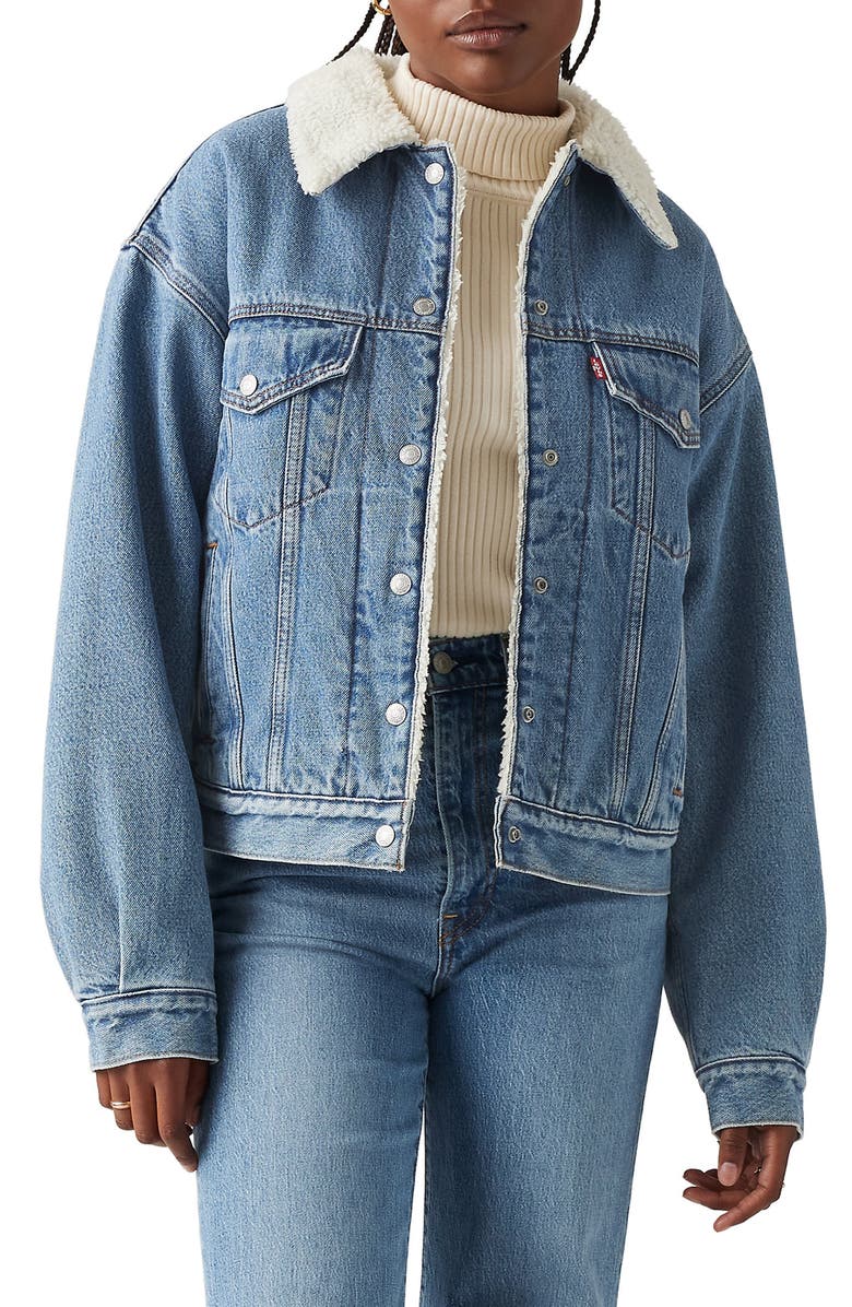 Levi's<sup>®</sup> '90s Faux Shearling Lined Denim Trucker Jacket, Main, color, Inner Adventurer