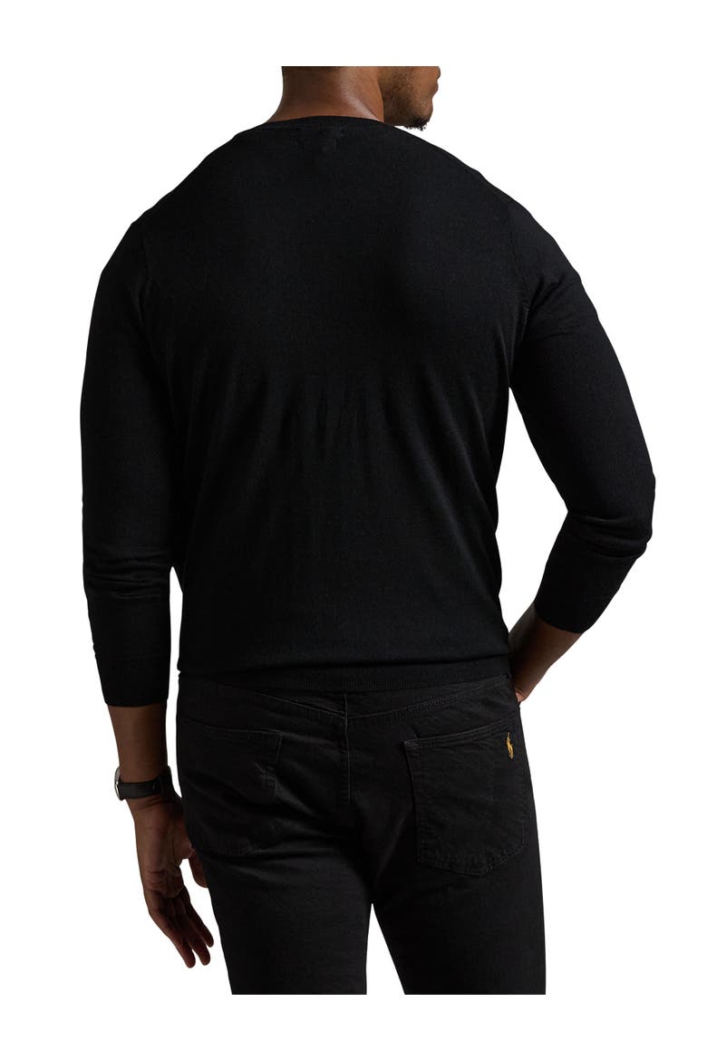 Big & Tall V-Neck Merino Wool Sweater, Alternate, color, BLACK