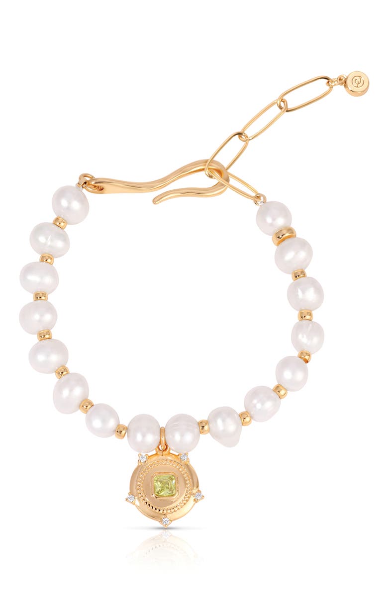 Ettika Eternal Gleam Freshwater Pearl Bracelet, Main, color, Peridot