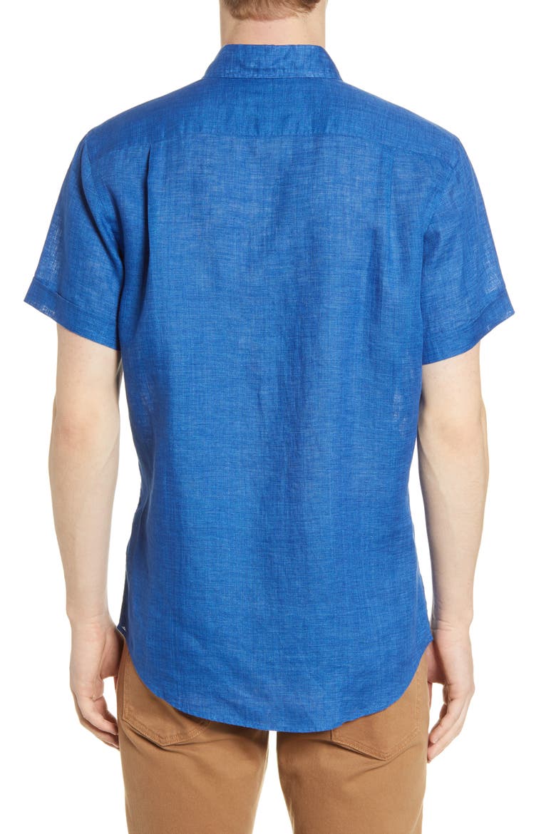 Ellerslie Short Sleeve Linen Button-Up Shirt, Alternate, color, AQUAMARINE