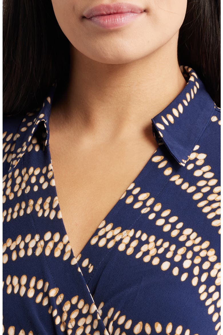 Carmela Zebra Bay Print Long Sleeve Faux Wrap Dress, Alternate, color, CROISSANT