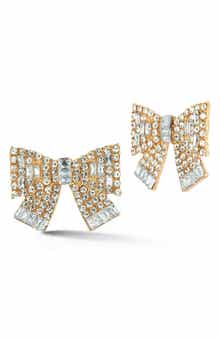 SPHERA MILANO Pavé Bow Stud Earrings