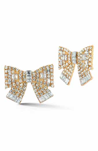 SPHERA MILANO Pavé Bow Stud Earrings