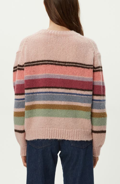 Michael Stars Aura Stripe Crewneck Sweater In Pink