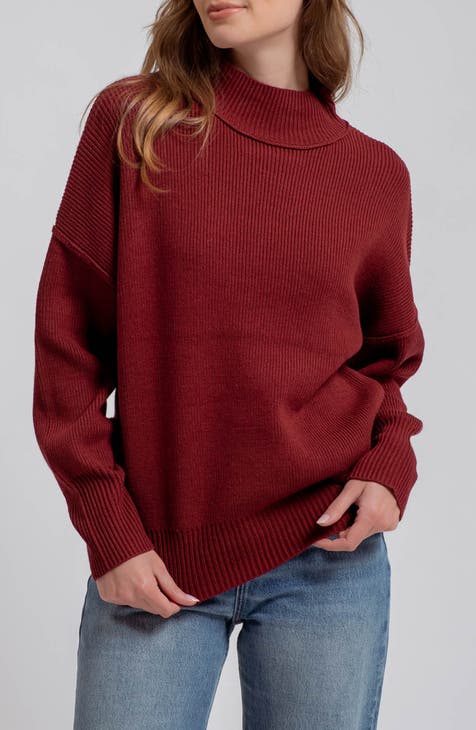 Mock Neck Ribbed Sweater