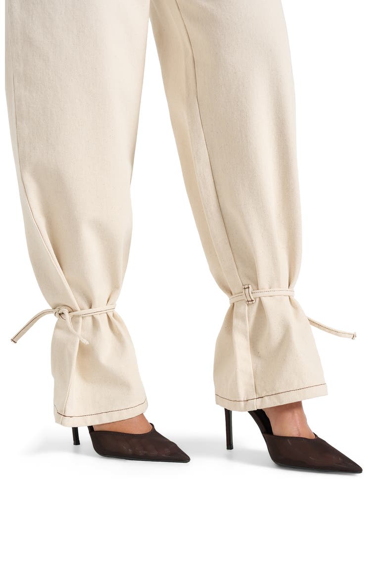 Faye Wide Leg Jeans With Tie Waist, Alternate, color, Cream